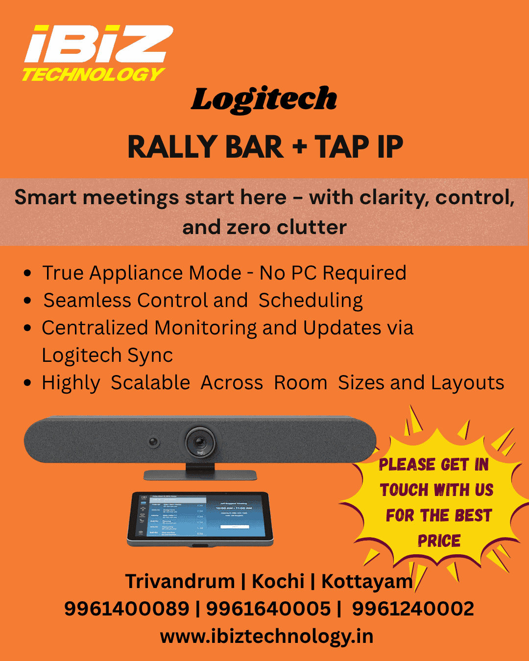 Logitech Rally Bar dealer in Trivandrum ,Kochi and Kottayam
